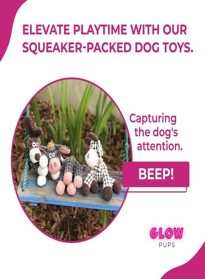 Glow Pups مجموعة ألعاب حيوانات المزرعة من جلو بابز، 3 قطع مع صفارة، مصنوعة من قماش مخملي متين، ألعاب تفاعلية لحيوانات المزرعة، ارتفاع 10 بوصات، عبوة من 3 قطع - Image 4