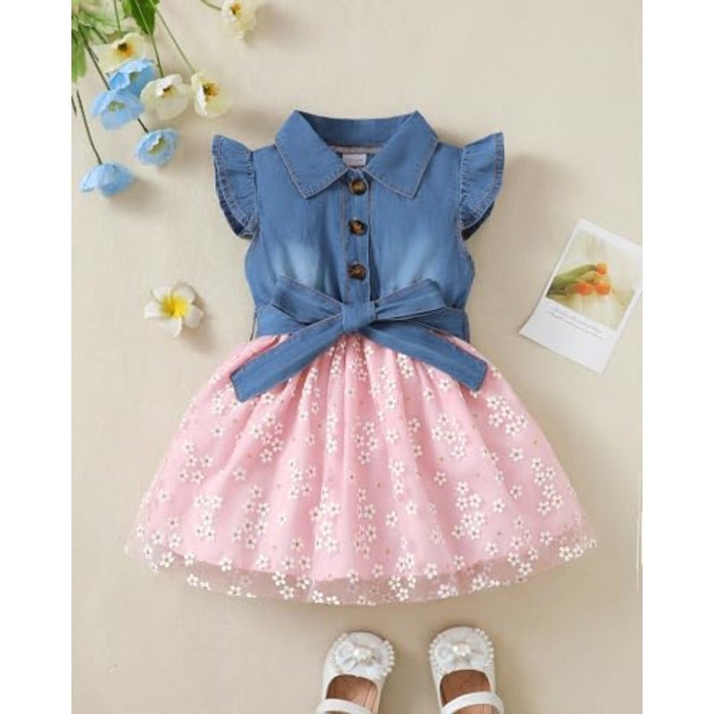 sweetabby girls clothing denim tulle dress baby summer tutu tank top toddler princess dress - Image 2