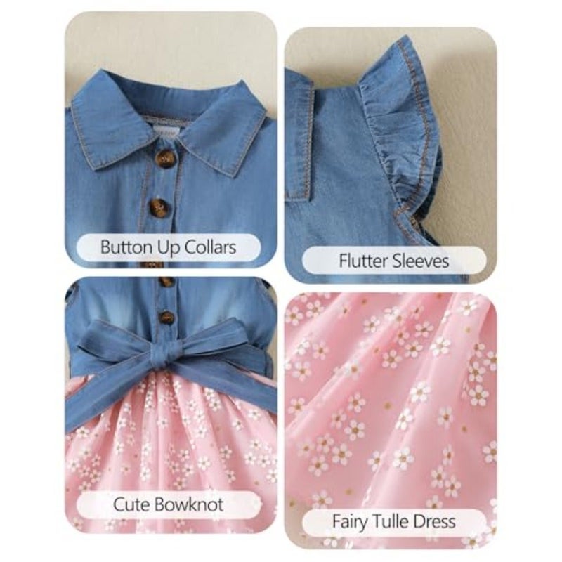 sweetabby girls clothing denim tulle dress baby summer tutu tank top toddler princess dress - Image 4