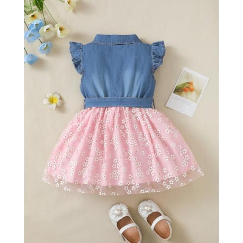 sweetabby girls clothing denim tulle dress baby summer tutu tank top toddler princess dress - Image 3