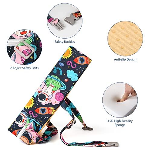 KOXUIUF Toddler Booster Seat for Dining Table, Washable Thick Strong Support Portable Booster Chair for Toddlers Eating, Easy Cleaning Booster Seat Cushion Detachable with Adjustable Straps (Multicolour) - Image 2