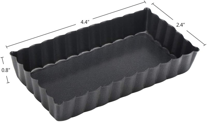 Breewell Pie Tray NonStick 4 Removable Bottom Rectangular Pans Black Set of 6 - Image 2