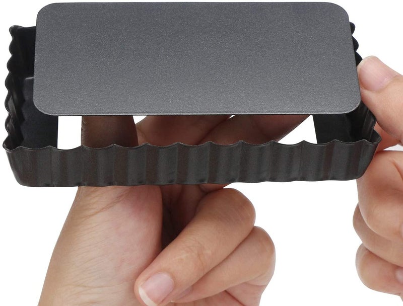 Breewell Pie Tray NonStick 4 Removable Bottom Rectangular Pans Black Set of 6 - Image 4