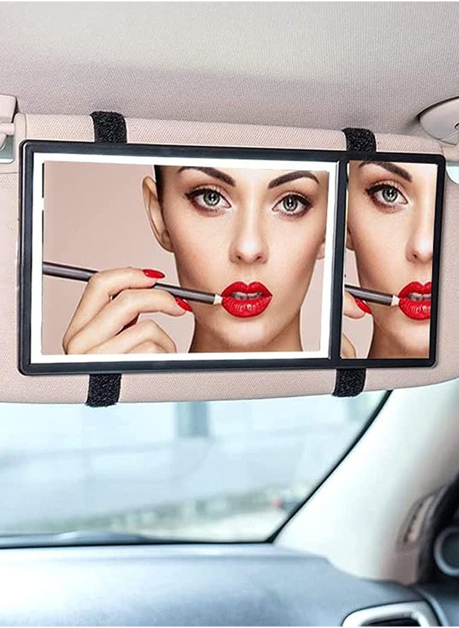 Generic - Car Visor Vanity Mirror With Led Lights, Car Mirror Light Rechargeable Makeup Mirror With 3 Light Modes, Car Visor Mirror, Car Vanity Mirror For Car Truck SUV, White - Image 1