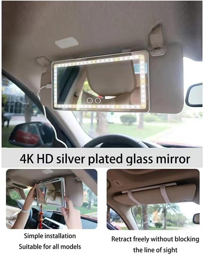 Generic - Car Visor Vanity Mirror With Led Lights, Car Mirror Light Rechargeable Makeup Mirror With 3 Light Modes, Car Visor Mirror, Car Vanity Mirror For Car Truck SUV, White - Image 1