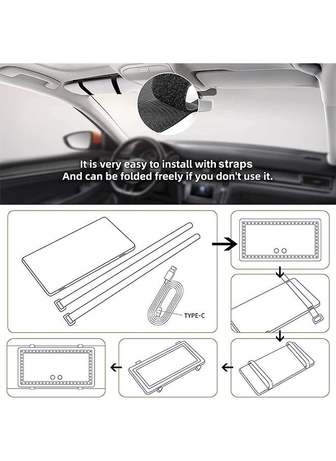 Generic - Car Visor Vanity Mirror With Led Lights, Car Mirror Light Rechargeable Makeup Mirror With 3 Light Modes, Car Visor Mirror, Car Vanity Mirror For Car Truck SUV, White - Image 1