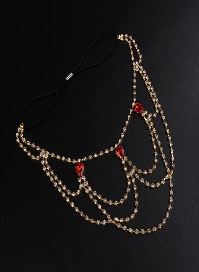 Chargances Crystal Love Leg Chain Red Rhinestone Thigh Chain Layered Glitter Body Waist Chains Summer Shiny Body Accessory for Women (Style 1-gold) - Image 4