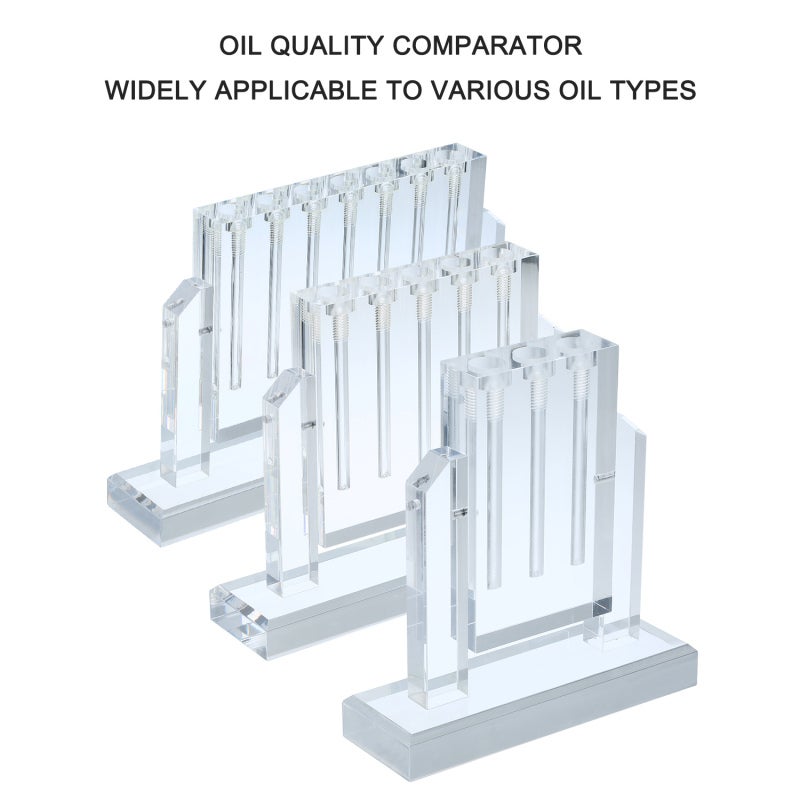 Oil Quality Comparator 5 Transparent Tubes - Diamond-Level Polished Crystal Clear Rubber Leak-Proof Ring Thickened Stable Base Oil Viscosity Tester for Engine Transmission Steering Brake Hydraulic Oil - Image 2
