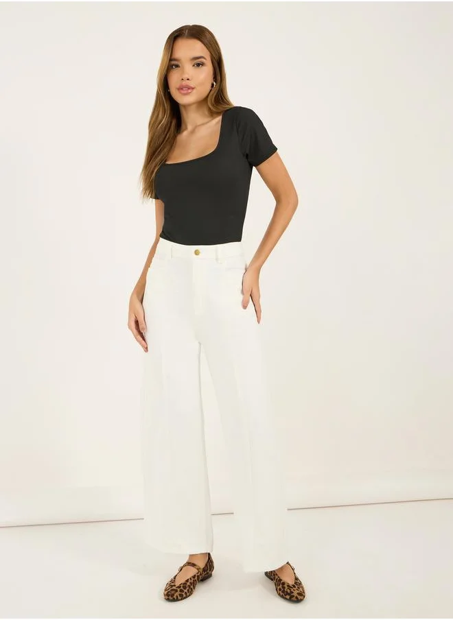 Styli Wide Leg High Rise Stretchable Jeans