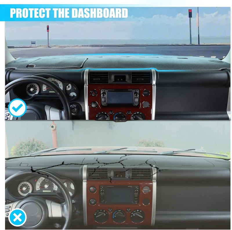 LLKUANG Polyester Carpet Dashmat Dash Mat Compatible with Toyota FJ Cruiser 2007-2021 Car Dashboard Cover Sun Shade Pad,Anti-Slip Dash Board Accessories (Grey) - Image 2