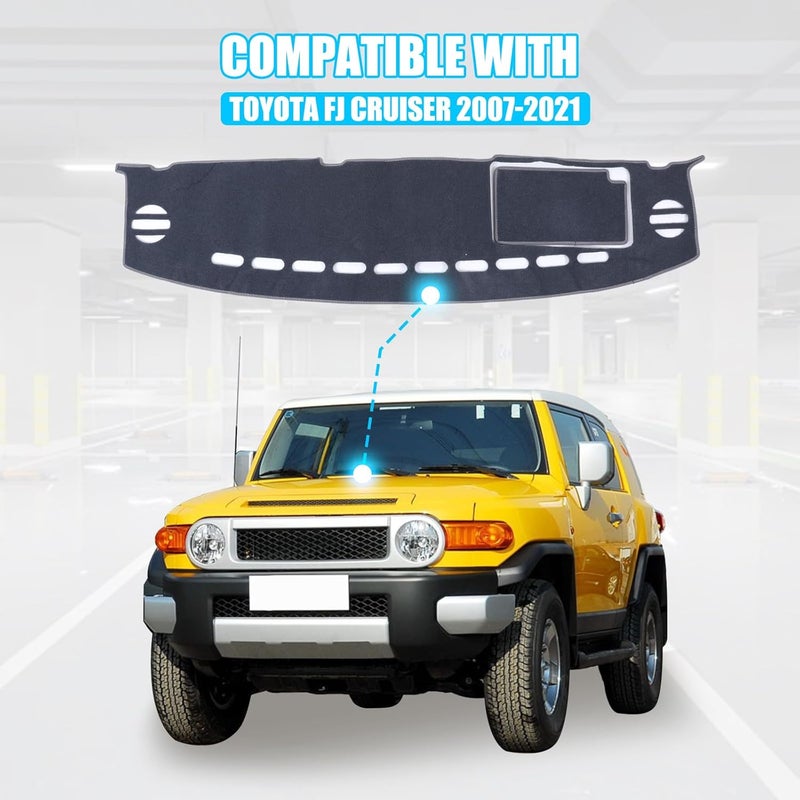 LLKUANG Polyester Carpet Dashmat Dash Mat Compatible with Toyota FJ Cruiser 2007-2021 Car Dashboard Cover Sun Shade Pad,Anti-Slip Dash Board Accessories (Grey) - Image 5