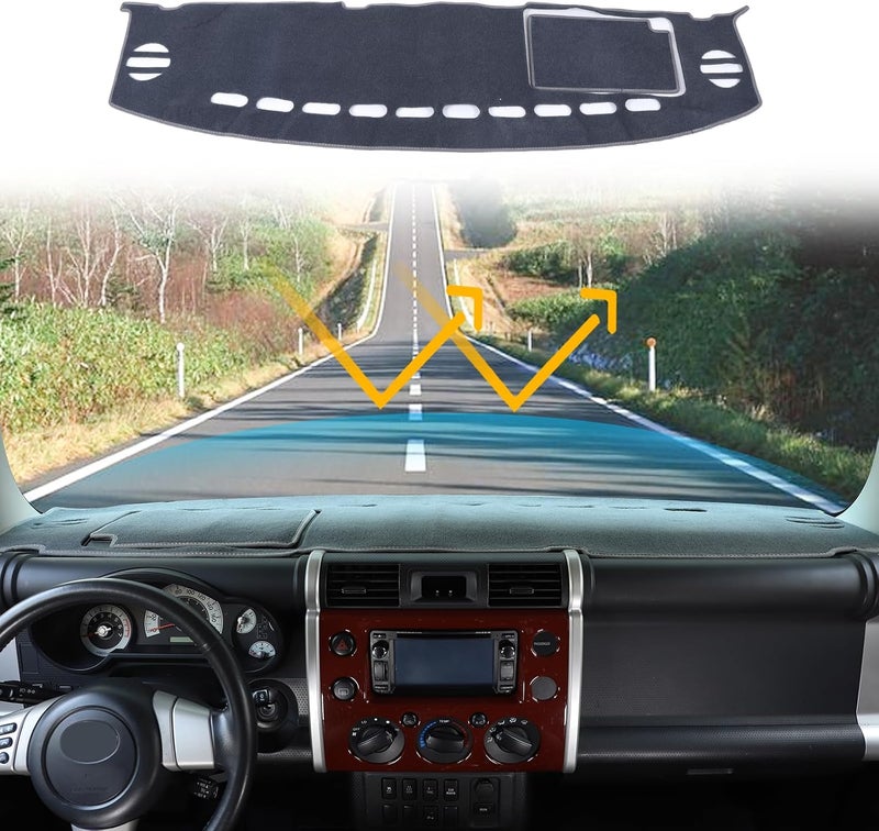 LLKUANG Polyester Carpet Dashmat Dash Mat Compatible with Toyota FJ Cruiser 2007-2021 Car Dashboard Cover Sun Shade Pad,Anti-Slip Dash Board Accessories (Grey) - Image 1
