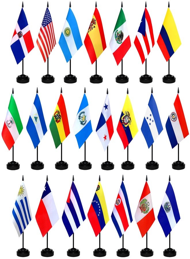 TSMD 22 Countries Spanish Speaking Desk Flags Set Small Mini Latin American Latino Office Table Stick Flags for Heritage Hispanic Month Decorations,5x8 Inch - Image 1