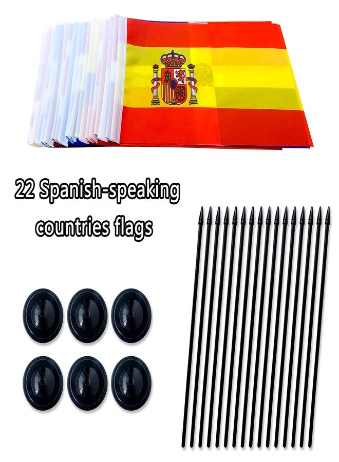 TSMD 22 Countries Spanish Speaking Desk Flags Set Small Mini Latin American Latino Office Table Stick Flags for Heritage Hispanic Month Decorations,5x8 Inch - Image 3