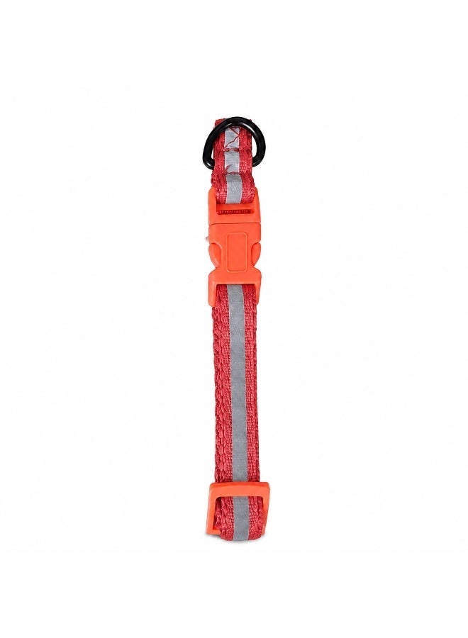Bravo Reflective Nylon Collar for Small Dogs, Adjustable Neck Size up to 35cm (14in), Available in Yellow, Orange and Red - Image 2