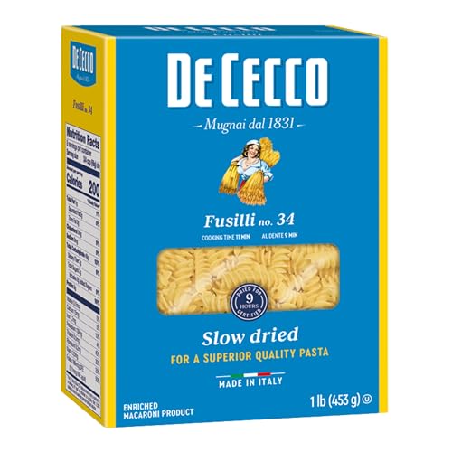 De Cecco Fusilli No 34 Pasta 16 Oz Authentic Slow Dried Made with Durum Wheat Versatile Pasta for Sauces  Recipes Made in Italy - Image 1