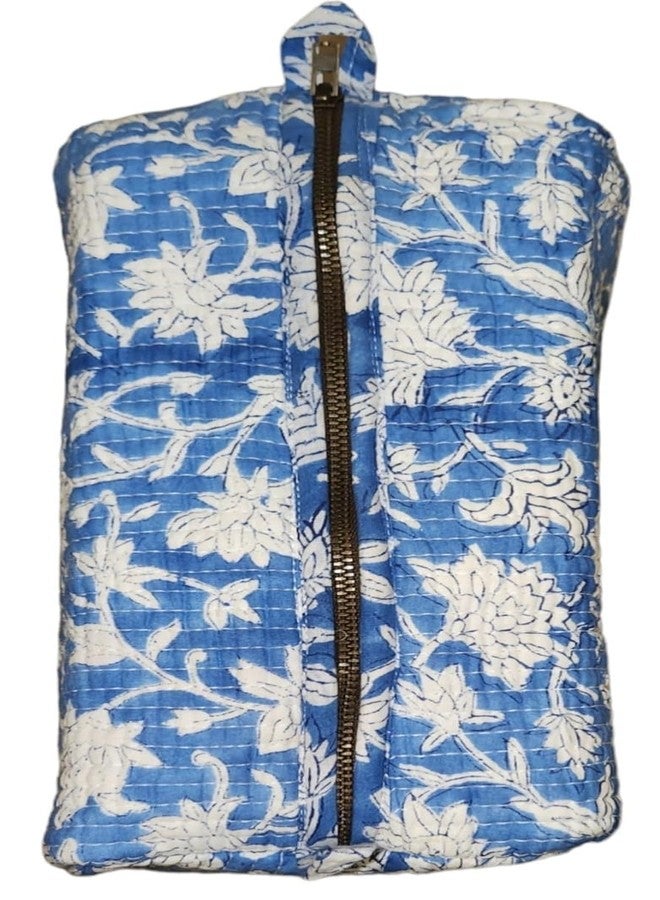 Eddika Quilted Hand Block Printed Cotton Multipurpose Extra Large Cosmetic Bags for Storage, Travel Kit, Makeup Pouches,Toiletry Bag(l �b�h 9.5� 5� 8.5inches) - Image 5