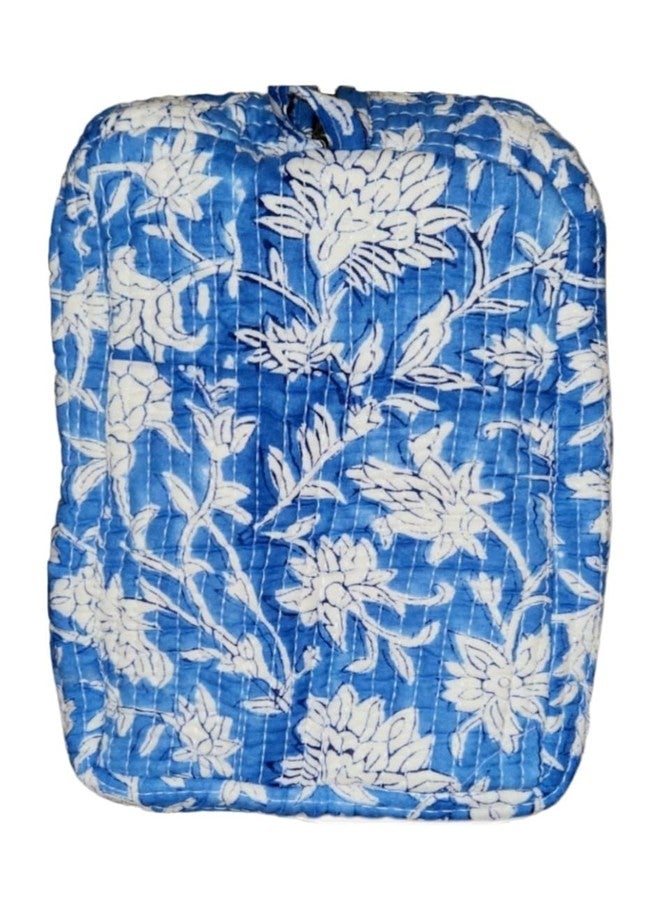 Eddika Quilted Hand Block Printed Cotton Multipurpose Extra Large Cosmetic Bags for Storage, Travel Kit, Makeup Pouches,Toiletry Bag(l �b�h 9.5� 5� 8.5inches) - Image 2