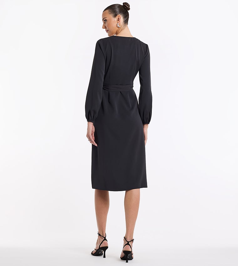 BCBG Long Sleeves Wrap Around Dress