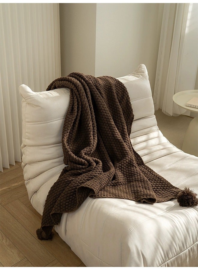 Tassel Design Warm Blanket Polyester Brown 130x170cm  - Image 4