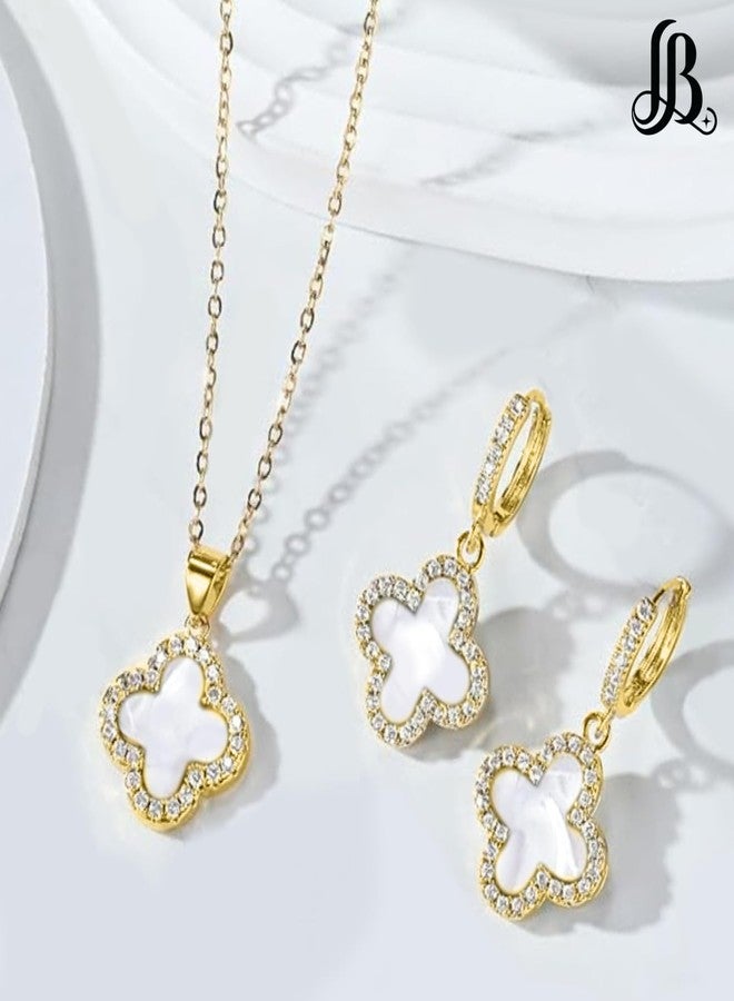LaBling Jewelry Set with Hoop Earrings for Women | Jewelry Set for Women | Lovely Gift - White - Image 5