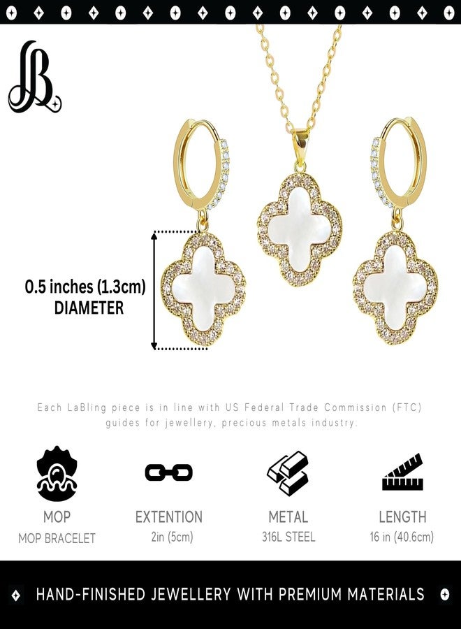 LaBling Jewelry Set with Hoop Earrings for Women | Jewelry Set for Women | Lovely Gift - White - Image 2
