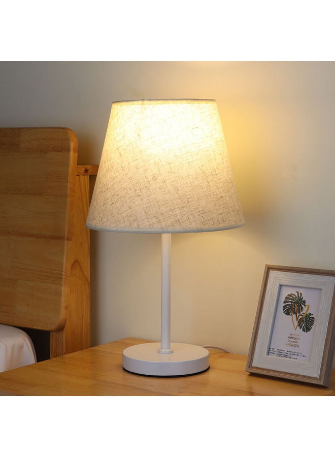 Generic Bedroom Bedside Lamp Net Red Light Girl's Heart Nordic Retro Table Lamp Decoration Ins Girl's High-value Nightlight-Color:Linen-white Large-7w-metal Zipper-button Switch - Image 1