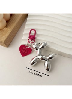Hot Sale Beautiful 3D Balloon Dog Bag Charms Cute Cherry Purse Trinkets Pearl Phone Charm Keychain Pendant For Bags Accessories-Color:Dog Siliver