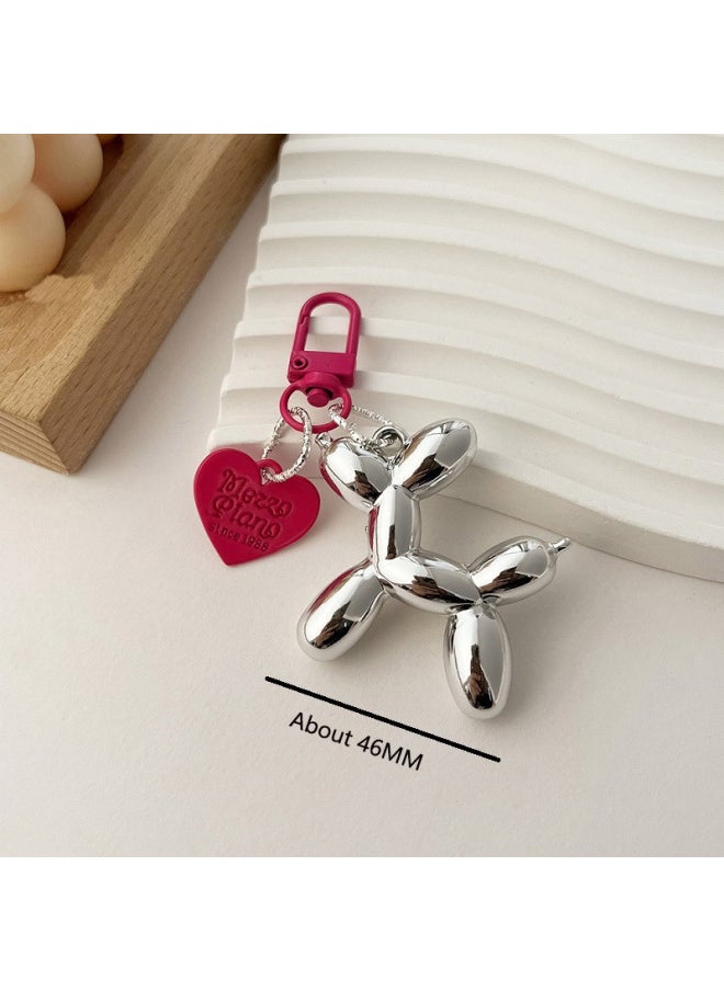 Generic - Hot Sale Beautiful 3D Balloon Dog Bag Charms Cute Cherry Purse Trinkets Pearl Phone Charm Keychain Pendant For Bags Accessories-Color:Dog Siliver - Image 1