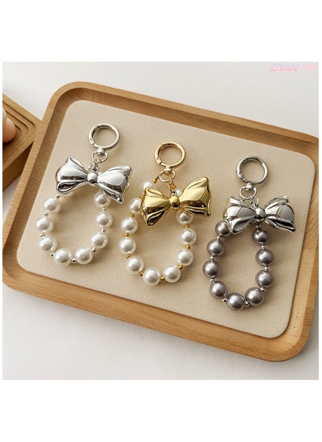 Generic - Hot Sale Beautiful 3D Balloon Dog Bag Charms Cute Cherry Purse Trinkets Pearl Phone Charm Keychain Pendant For Bags Accessories-Color:Dog Siliver - Image 1