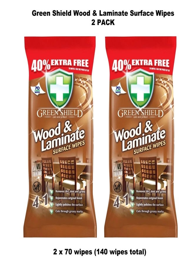 Greenshield Wood and Laminate Surface Wipes 70's Pack of 2 - Image 2