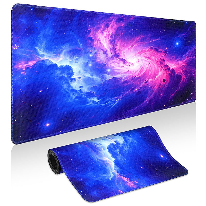 Yuhijoy Mouse Pad Gaming - Desk Mat for Keyboard and Mouse - Purple Galaxy Space Large Mouse Pads for Desk, Gaming Mousepad with Non-Slip Base, Desks Pad (31.5" X 11.8") for Game, Office and Home - Image 1