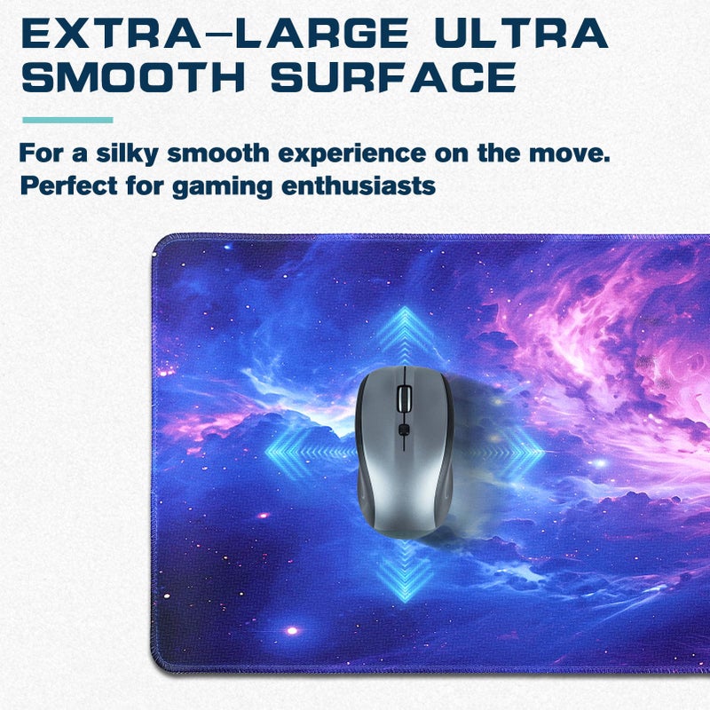 Yuhijoy Mouse Pad Gaming - Desk Mat for Keyboard and Mouse - Purple Galaxy Space Large Mouse Pads for Desk, Gaming Mousepad with Non-Slip Base, Desks Pad (31.5" X 11.8") for Game, Office and Home - Image 4