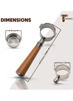 TEGRILO Bottomless Portafilter 51mm 2 nails with Stainless Steel Replacement Filter Basket and Rosewood Handle Fit for BCO420 ECO310 ECP35.31 ECP31.21  - Image 5
