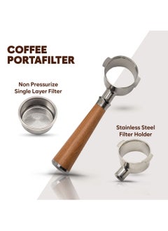 TEGRILO Bottomless Portafilter 51mm 2 nails with Stainless Steel Replacement Filter Basket and Rosewood Handle Fit for BCO420 ECO310 ECP35.31 ECP31.21  - Image 3