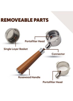 TEGRILO Bottomless Portafilter 51mm 2 nails with Stainless Steel Replacement Filter Basket and Rosewood Handle Fit for BCO420 ECO310 ECP35.31 ECP31.21  - Image 4