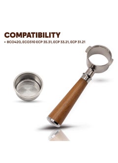 TEGRILO Bottomless Portafilter 51mm 2 nails with Stainless Steel Replacement Filter Basket and Rosewood Handle Fit for BCO420 ECO310 ECP35.31 ECP31.21  - Image 2