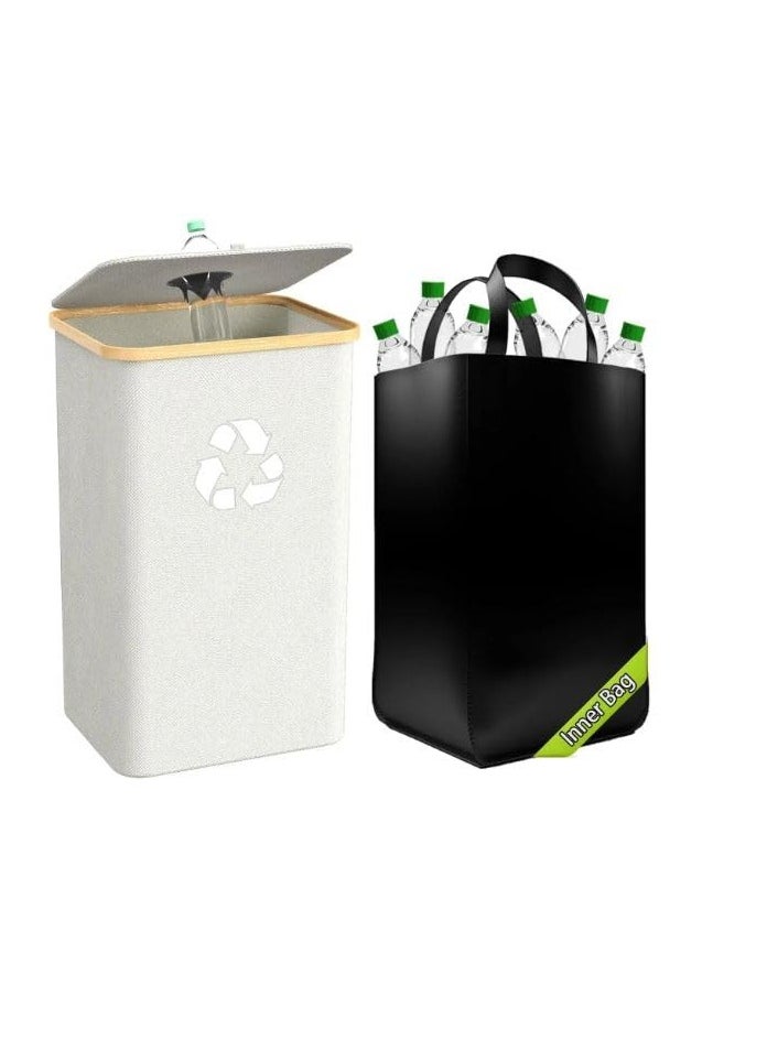 Decorhills DECORHILLS Removable Recycling Bin for Kitchen, Separate Recycling Waste Bin with Reusable Inner Bag for Home, Office Large Capacity 100L Recycle Bin with Lid Reusable Inner Bag Bottle Waste Plastic  - Image 1