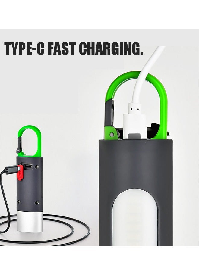 مصباح يدوي تكتيكي LED، مصباح يدوي USB قابل لإعادة الشحن عالي السطوع 4 أوضاع مصباح يدوي مقاوم للماء، مصباح يدوي متعدد الوظائف لسلسلة المفاتيح في حالات الطوارئ (أخضر) - Image 3