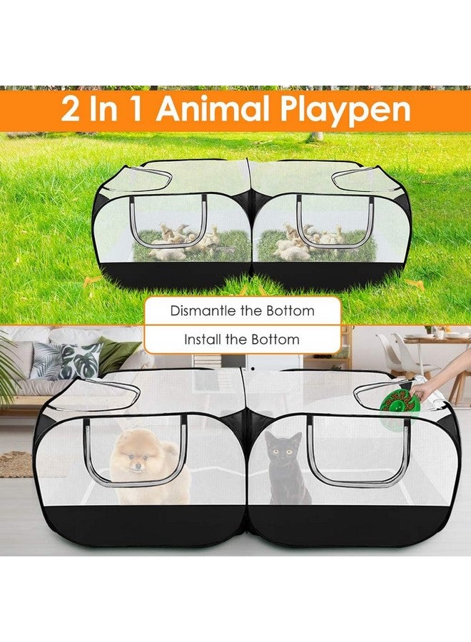 Lukovee Small Animals Playpen, Chicken Pen with Escape-Proof Detachable Bottom & 4 Zipper Doors, Breathable Foldable Portable Large Chicken Run Coop for Puppy Duck Kitten Rabbits Outdoor Yard (Black) - Image 5