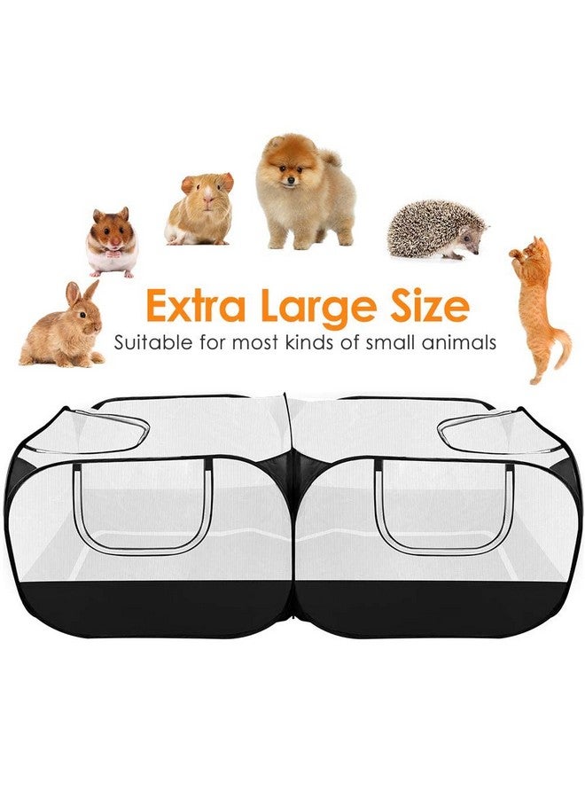 Lukovee Small Animals Playpen, Chicken Pen with Escape-Proof Detachable Bottom & 4 Zipper Doors, Breathable Foldable Portable Large Chicken Run Coop for Puppy Duck Kitten Rabbits Outdoor Yard (Black) - Image 3
