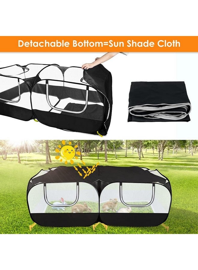 Lukovee Small Animals Playpen, Chicken Pen with Escape-Proof Detachable Bottom & 4 Zipper Doors, Breathable Foldable Portable Large Chicken Run Coop for Puppy Duck Kitten Rabbits Outdoor Yard (Black) - Image 2