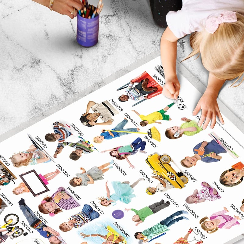 GoWoo Set of 2 Wild Animals and Action Words Early Learning Educational Charts for Kids | 20"X30" inch |Non-Tearable and Waterproof | Double Sided Laminated ... Kindergarten and Nursery Students - Image 5