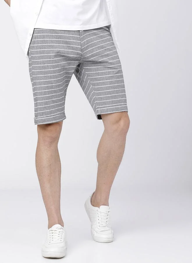 HIGHLANDER Striped Design Slim Fit Regular Shorts by Styli