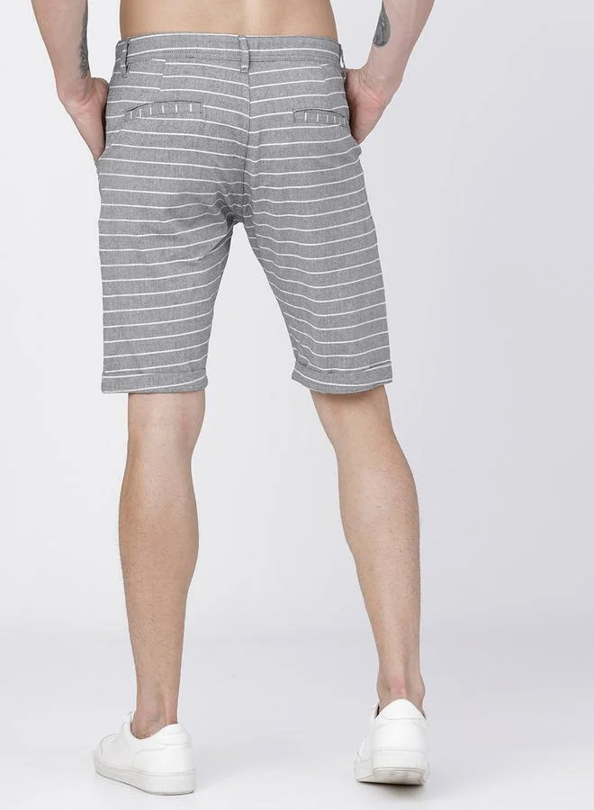 HIGHLANDER Striped Design Slim Fit Regular Shorts by Styli