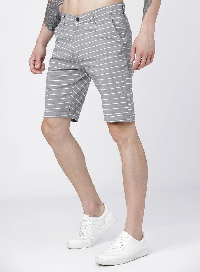 HIGHLANDER Striped Design Slim Fit Regular Shorts by Styli