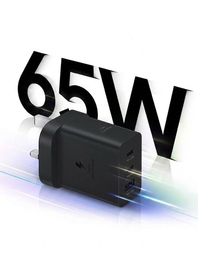 سامسونج محول طاقة 65 واط PD ثلاثي 2 x USB C و 1 x USB A قابس المملكة المتحدة - EP-T6530NBEGGB - Image 1
