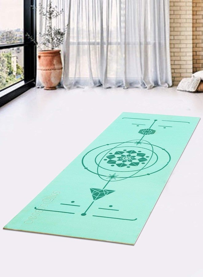 Obsessions Printed Yoga Mat,Anti-Slip Sports Mat, 5mm PVC Exercise Mat with Carrying Strap (W)61 X (L)173(cm)_Light Green - Image 2