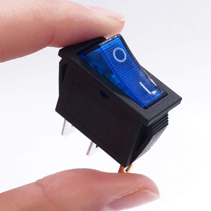 Twidec /5Pcs Rocker Switch Toggle AC 20A/125V 15A/250V SPST 3 Pins 2 Position ON/Off Blue LED Light Illuminated Boat Switch KCD3-101N-BU - Image 5