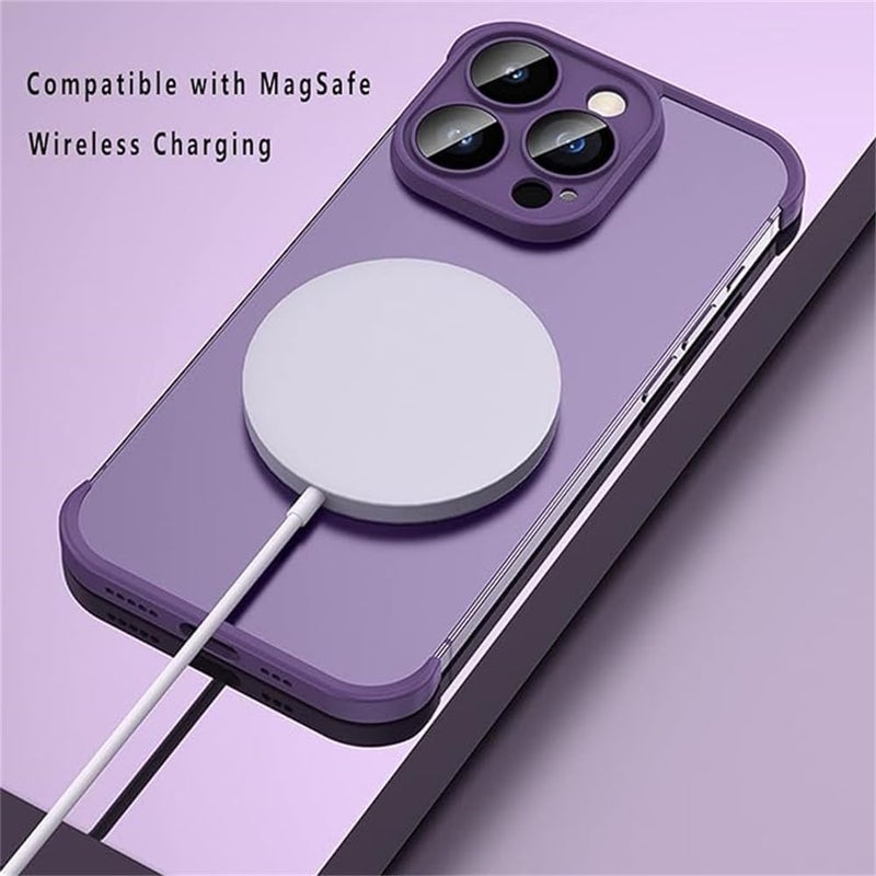iPhone Case TPU Bumper, Frameless Bumper Case with Camera Lens Protector for iPhone 15 Pro Max, Slim Fit No Back No Frame Design TPU Bumper, Excellent Heat Dissipation, 1 Pcs (Purple) - Image 4